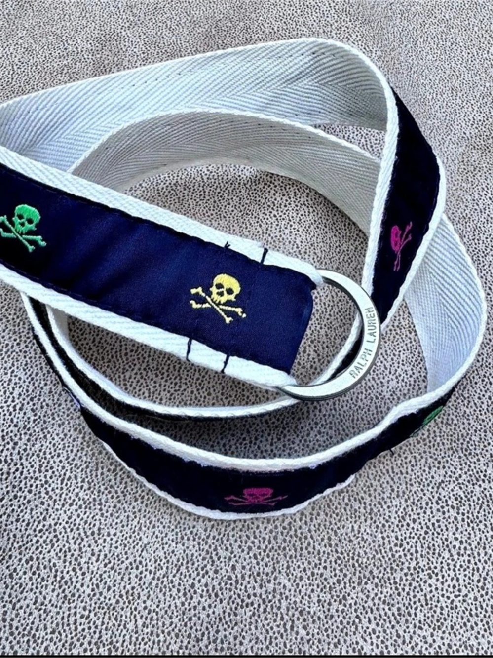 Polo Ralph Lauren Boys L Skull Crossbones Belt Fits Adult XS S